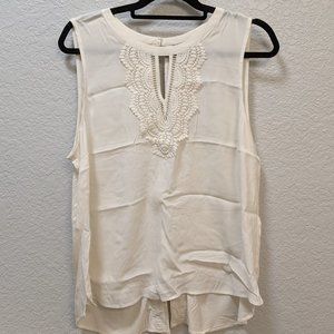 Quin Keyhole Crochet Top, XLP, Off-White